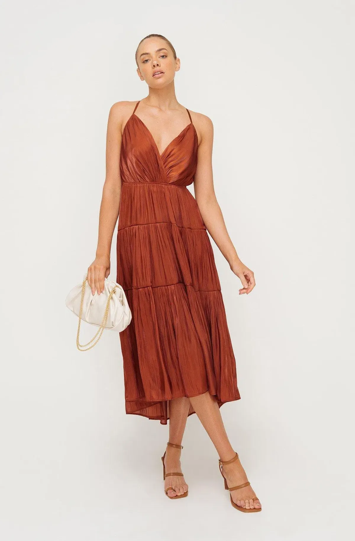 Sheike Womens Cascade Midi Dress Copper Size 16 - Image 3