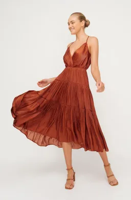 Sheike Womens Cascade Midi Dress Copper Size 16 for rent on The Volte - image 1