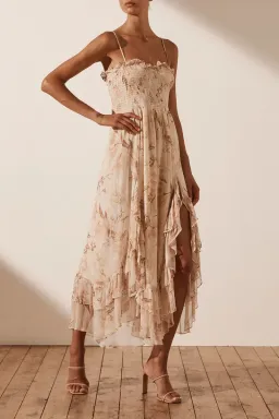 Shona Joy Shirred Midi Dress Print Size 8 for rent on The Volte - image 3