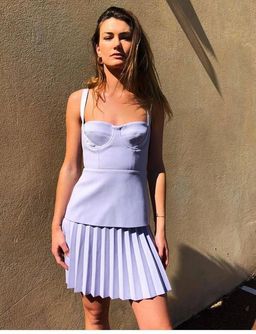 Dion Lee Bustier Pleated Mini Dress Lilac Size 6 for rent on The Volte - image 1