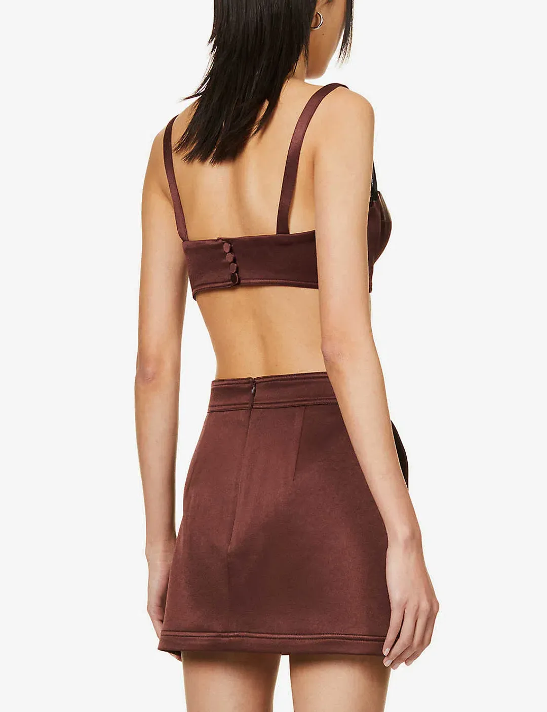 Alex Perry Spence Mini Skirt & Dane Bra Top Set Chocolate Size 8 for rent on The Volte - main image