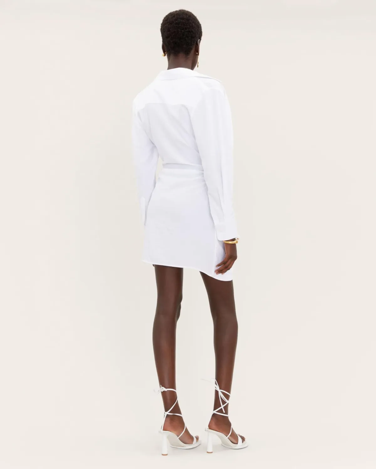 Jacquemus La Robe Bahia Knotted Draped Shirt Dress White Size 8 - Image 2