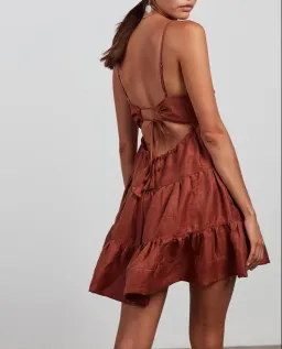 Shona Joy Elsa Tiered Mini Dress Gingerbread Size 8 for rent on The Volte - image 3