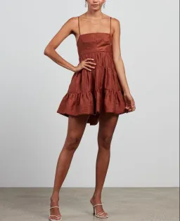 Shona Joy Elsa Tiered Mini Dress Gingerbread Size 8 for rent on The Volte - image 1