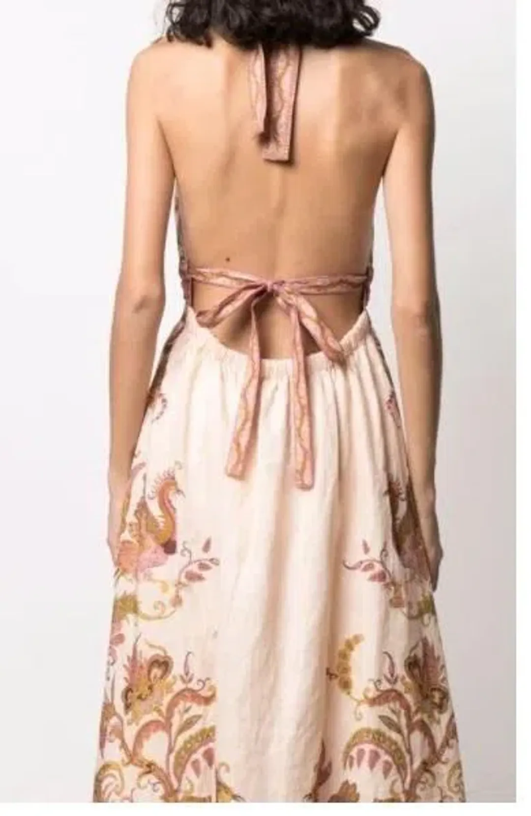 Zimmerman Cassia Halter Bow Midi Dress Print Size 6-8 for rent on The Volte - main image