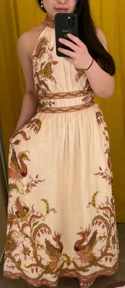 Zimmerman Cassia Halter Bow Midi Dress Print Size 6-8 for rent on The Volte - image 3