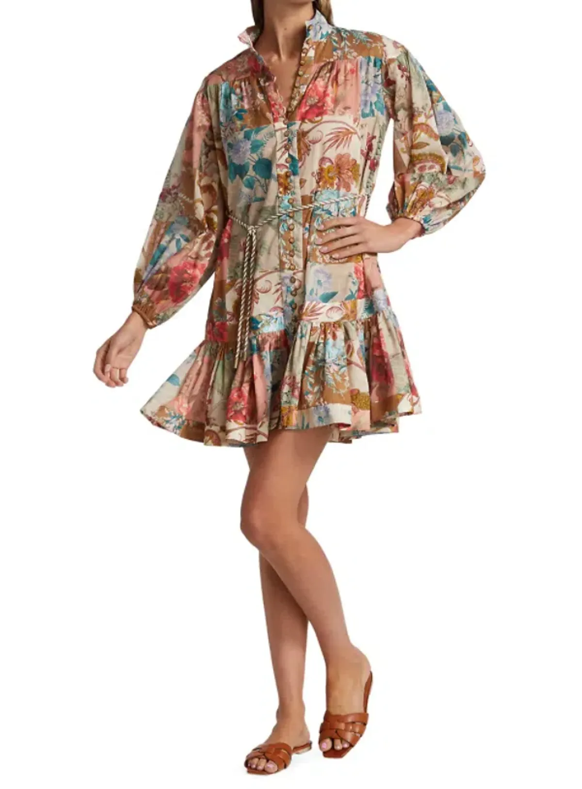 Zimmermann Cassia Drop Waist Mini Dress Print Size 8 - Image 1
