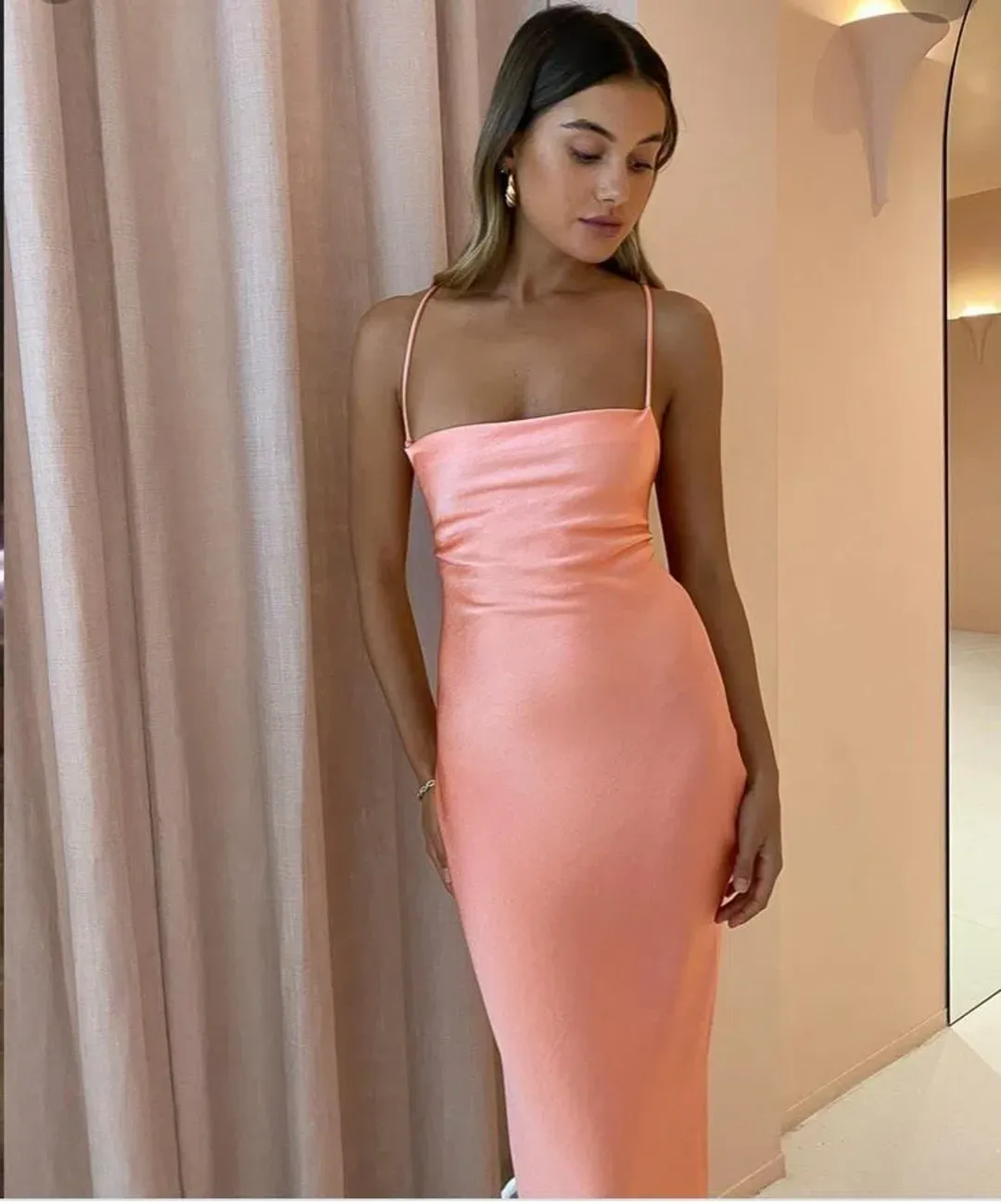 Bec & bridge coral Veronique midi dress for rent on The Volte - main image