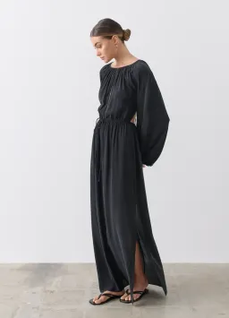 Joslin Lois Silk Maxi Dress in Sandwash Black for rent on The Volte - image 2