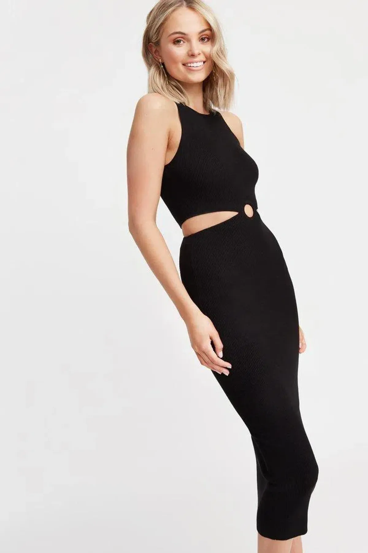 Kookai Lola Cut Out Midi Dress Black Size 2 - Image 2