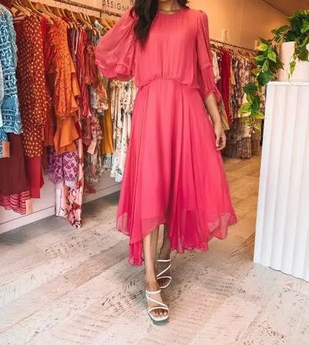 Camilla and Marc Dylan Midi Dress in Hot Pink Size 8 for rent on The Volte - main image