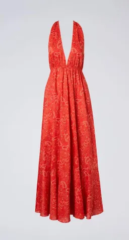 Scanlan Theodore Cotton Paisley Halter Dress Red Size AU 6 for rent on The Volte - image 6