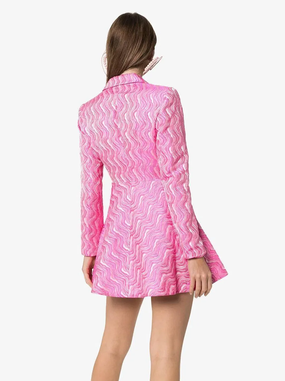 Rotate Birger Wave Jacquard Blazer Dress pink size 12 for rent on The Volte - main image