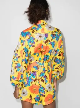 Zimmermann Estelle Panelled Playsuit Print Size 8 for rent on The Volte - image 2