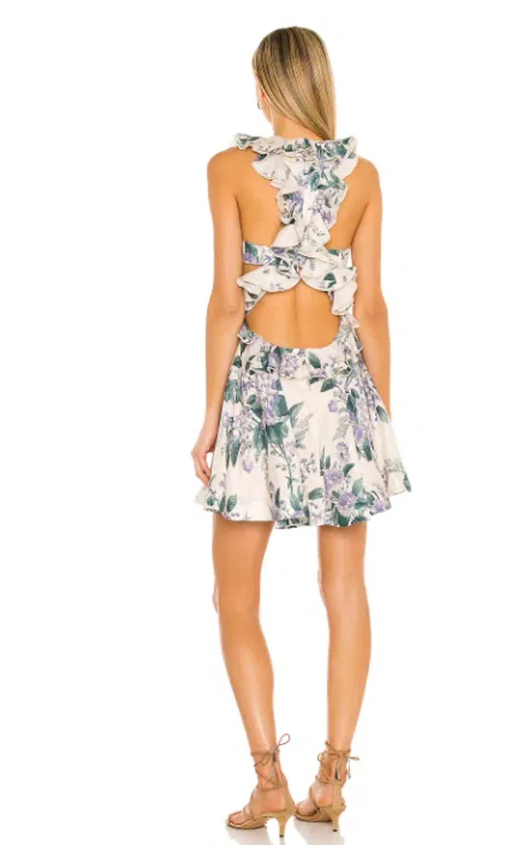 Zimmermann Cassia Ruffle Mini Dress Floral Size 10 for rent on The Volte - main image