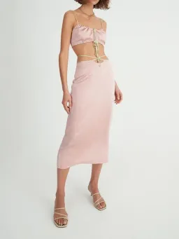 Hansen and Gretel Cali Top & Mariika Skirt in Blush / Melon Size 2 for rent on The Volte - image 1