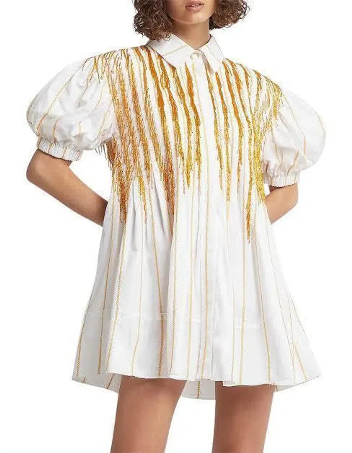 Aje Collective Marigold Beaded Dress White Size 8 - Image 4