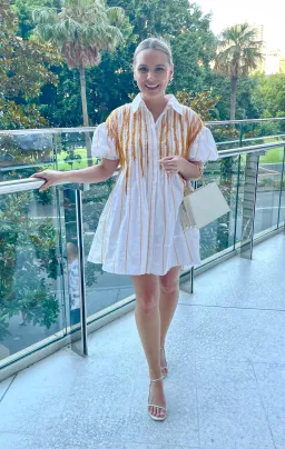Aje Collective Marigold Beaded Dress White Size 8 for rent on The Volte - image 1