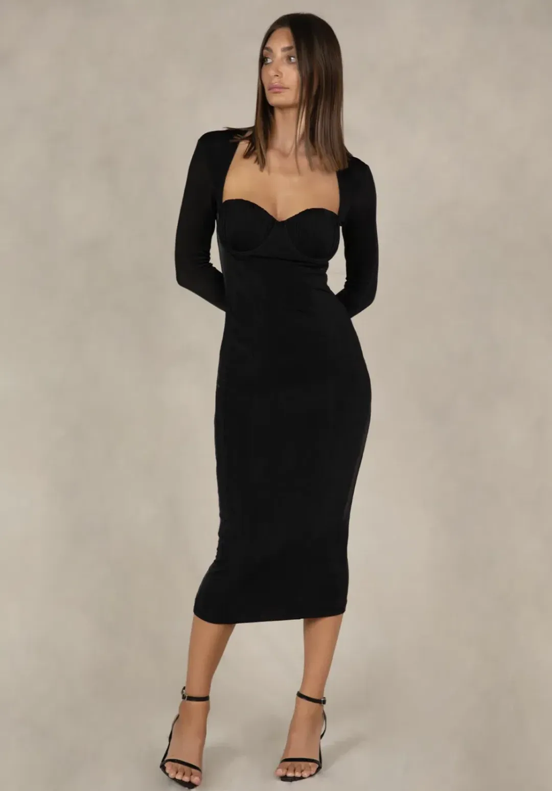 Misha Tara Midi Dress Black Size 6/XS for rent on The Volte - main image
