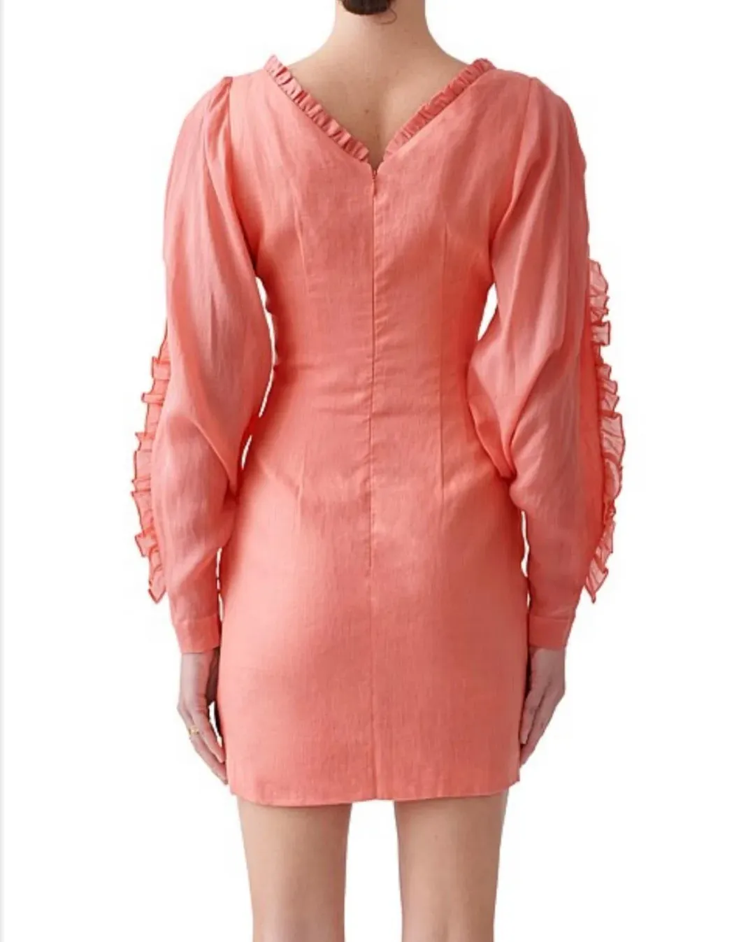 Joslin Studio Clarissa Linen Mini Dress Salmon Size 6 for rent on The Volte - main image