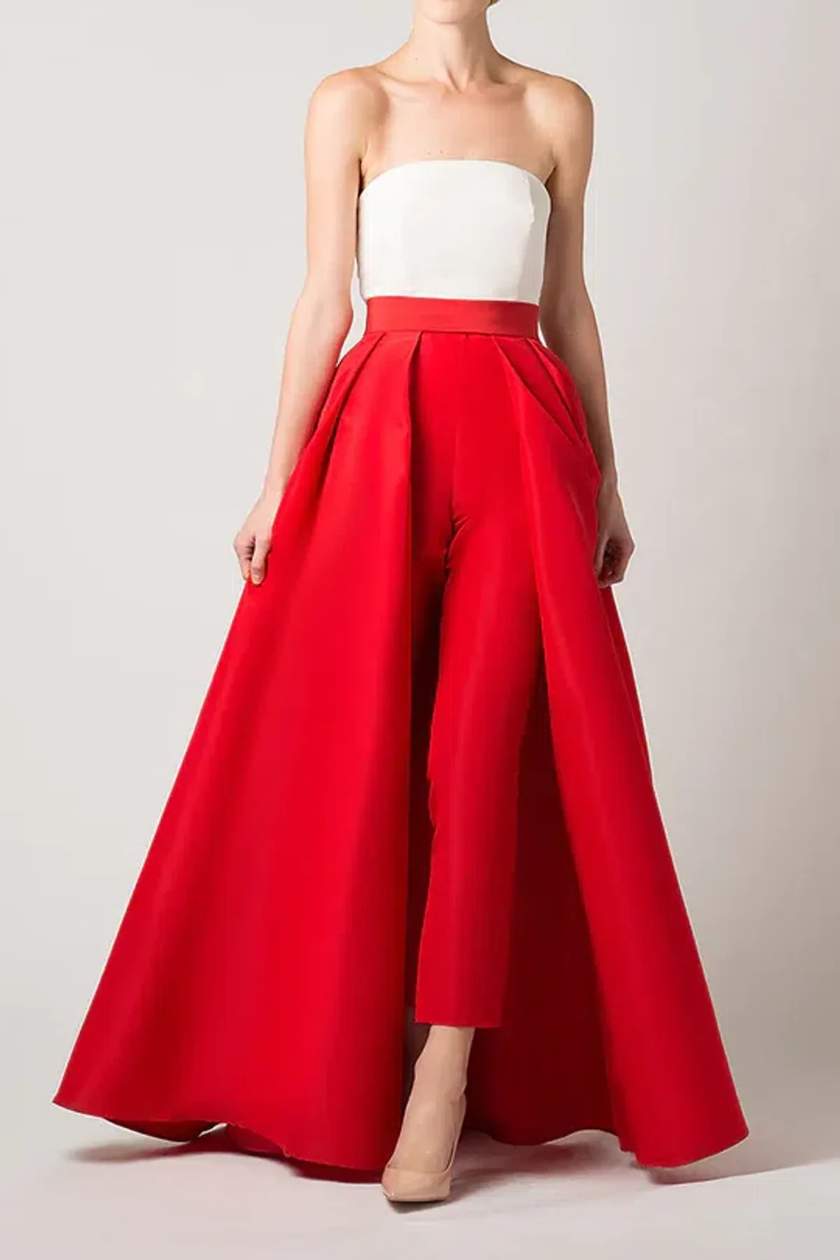Alexia Maria Strapless Bustier White and Convertible Skirt Red Set Size 8 - Image 1