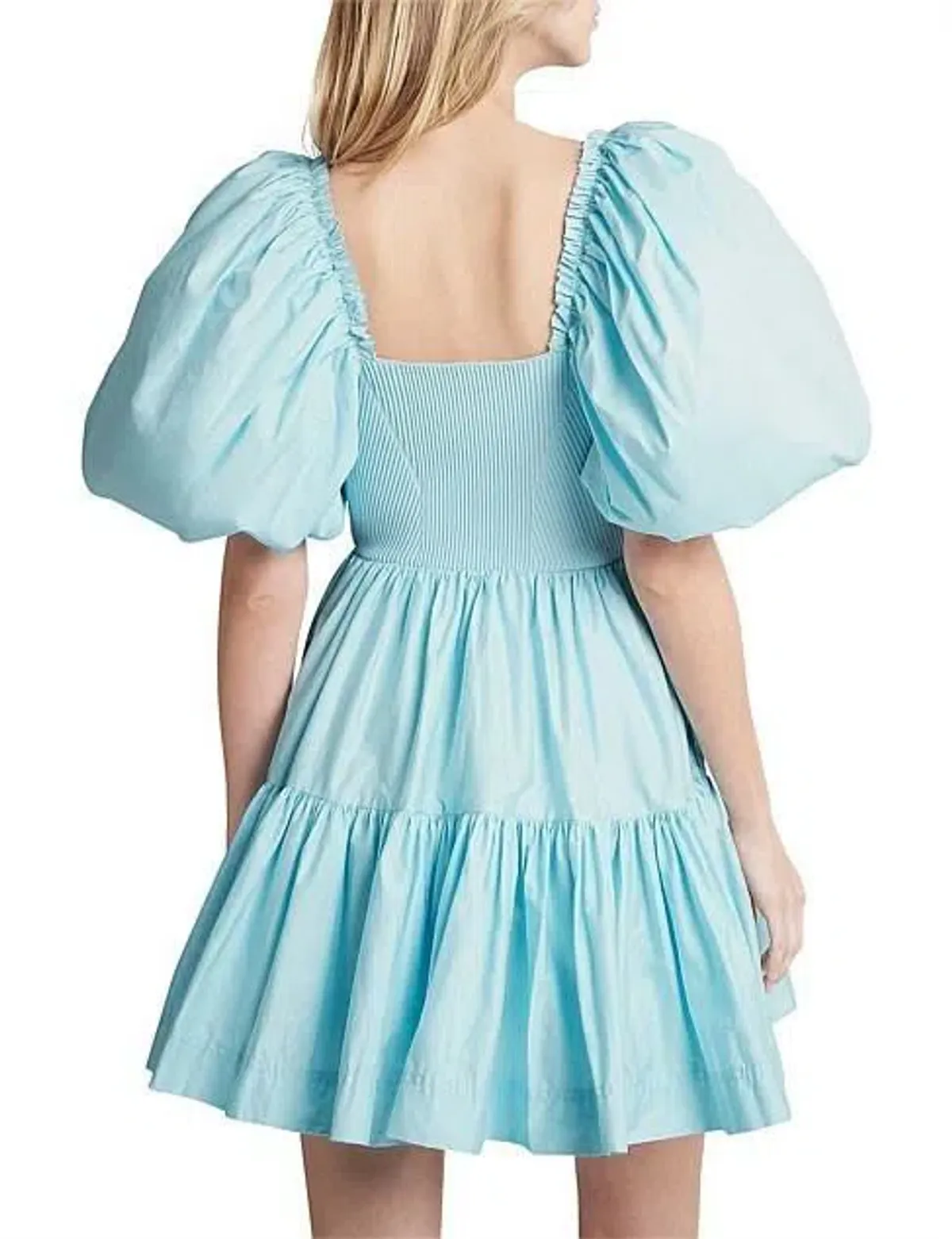 Aje Casa Puff Sleeve Mini Knit Dress Ice Blue Size 6 - Image 3