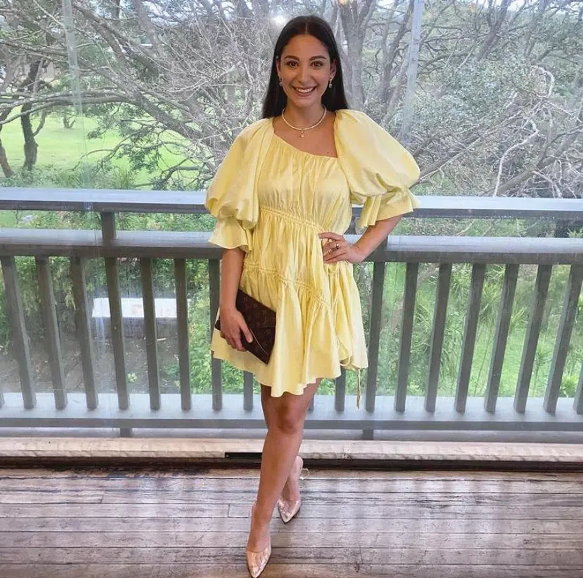 Aje Hushed Asymmetric Mini Dress Yellow Size 6 - Image 5