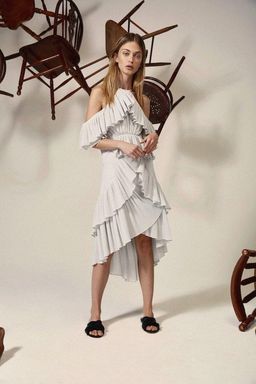 Acler Keppel Pleat Dress Grey Size 8 for rent on The Volte - image 1