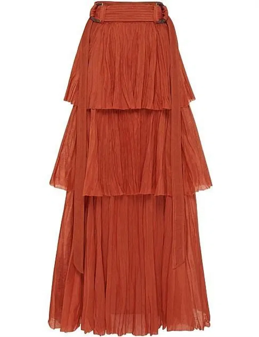 Aje Unfold Tiered Maxi Skirt Rust Size 8 for rent on The Volte - main image