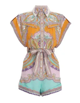 Zimmermann Lola Cuffed Playsuit Daisy Paisley Size 0P/Au 6 for rent on The Volte - image 6
