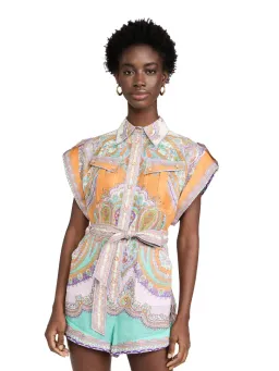Zimmermann Lola Cuffed Playsuit Daisy Paisley Size 0P/Au 6 for rent on The Volte - image 4