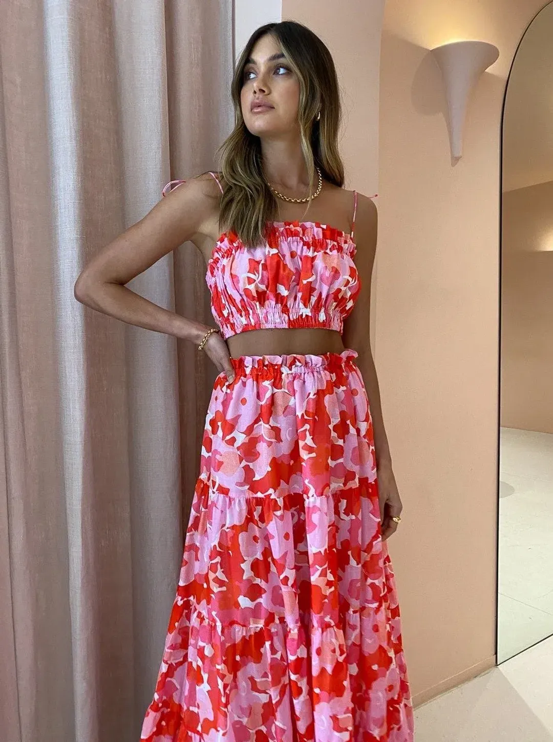 Steele Layla Crop and and Flora Skirt Set Print Size 8 for rent on The Volte - main image