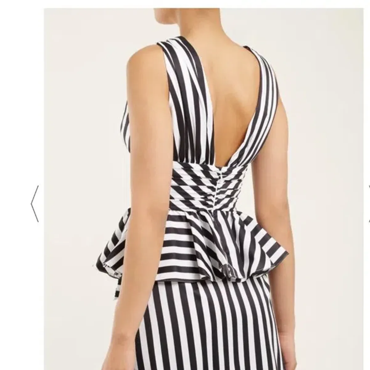Caroline Constas Cotton Peplum Striped Top Print Size 10 - Image 3