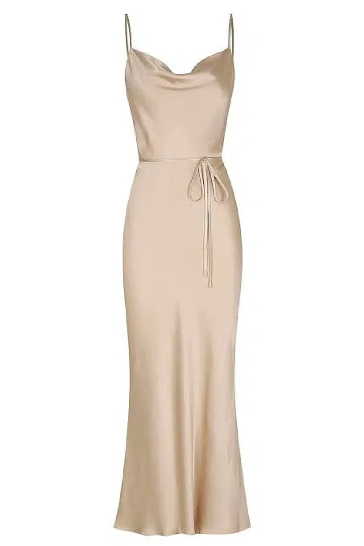 Shona Joy La Lune Cowl Bias Midi Dress Gold Size 10 - Image 4