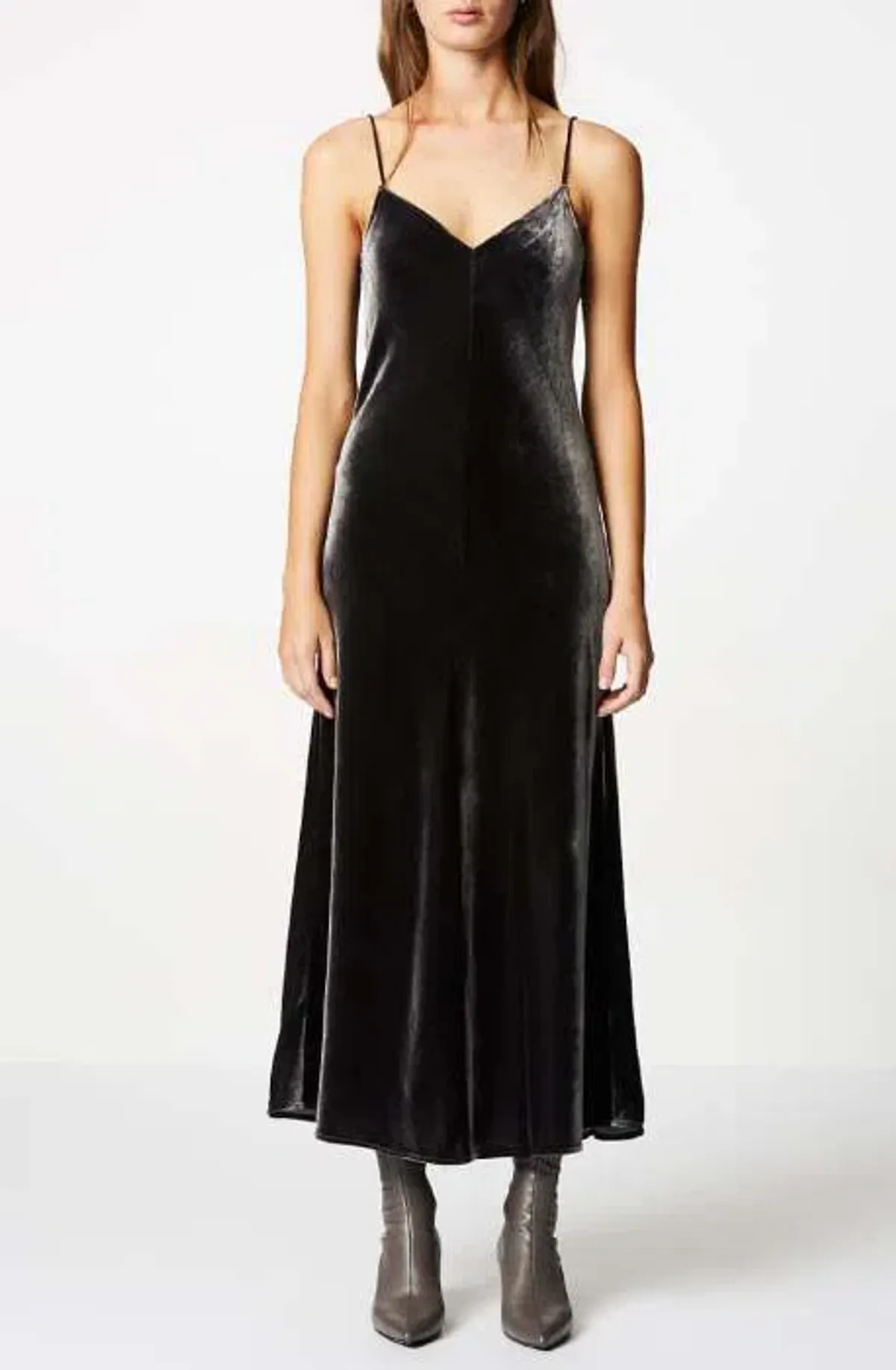 Scanlan Theodore Velvet Bias Slip Dress Black Size 8 for rent on The Volte - main image