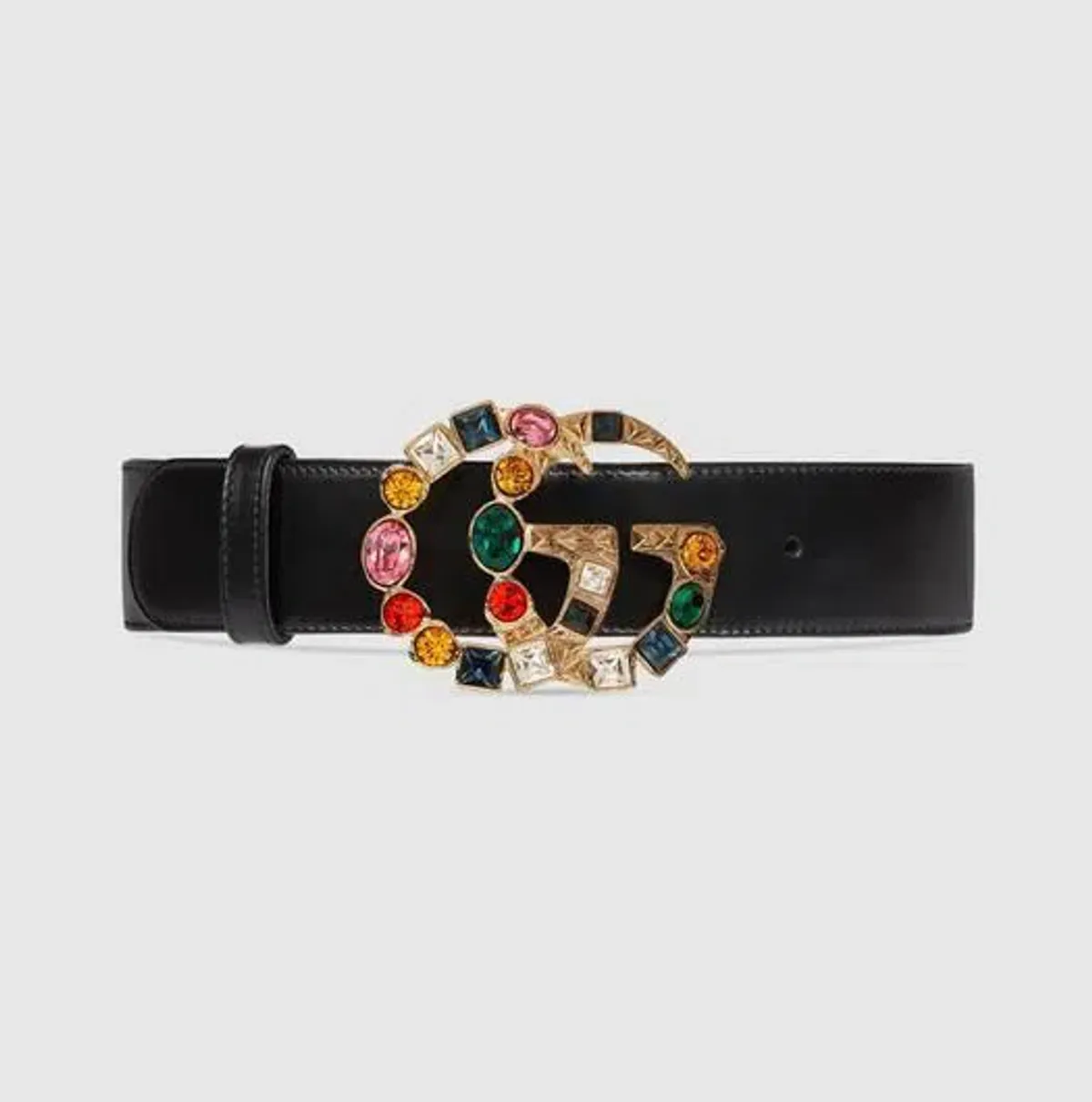 Gucci Leather Belt with Crystal Double G Buckle Multi - Image 2