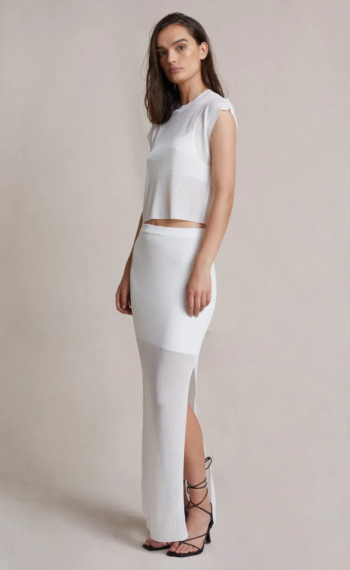 Bec & Bridge Moon Light Knit Tee and Skirt Set White Size 8 - Image 2