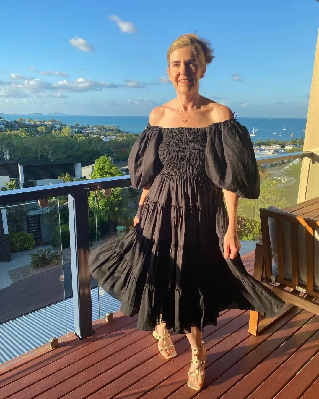 Aje Cherished Midi Dress Black Size 10 for rent on The Volte - main image
