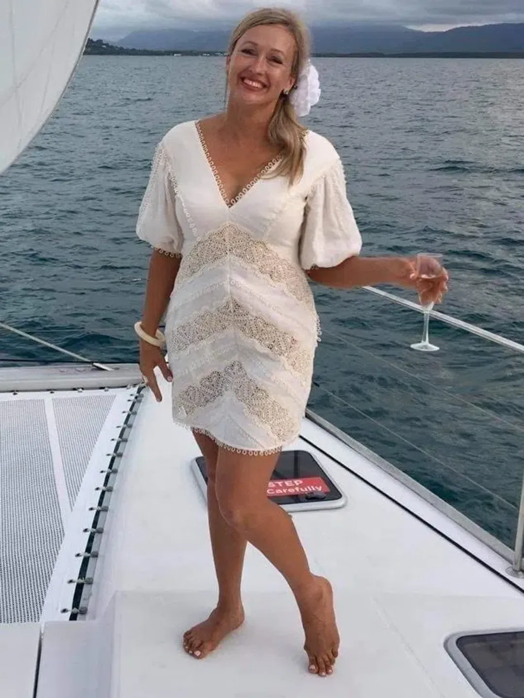 Zimmermann Painted Heart Chevron Mini Dress White Size 2/10 for rent on The Volte - main image