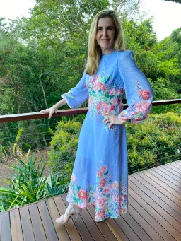 Zimmermann Beltitude Floral Long Dress Cornflower Blue Size 3/Au 14 for rent on The Volte - image 4