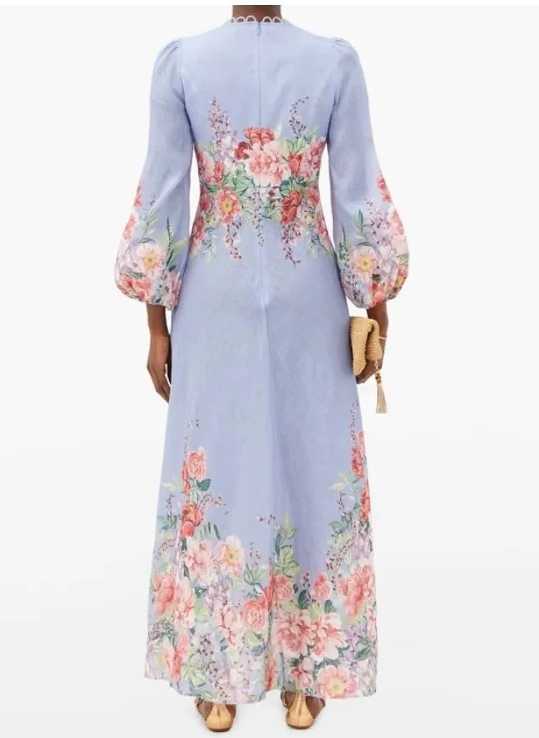 Zimmermann Beltitude Floral Long Dress Cornflower Blue Size 3/Au 14 for rent on The Volte - main image