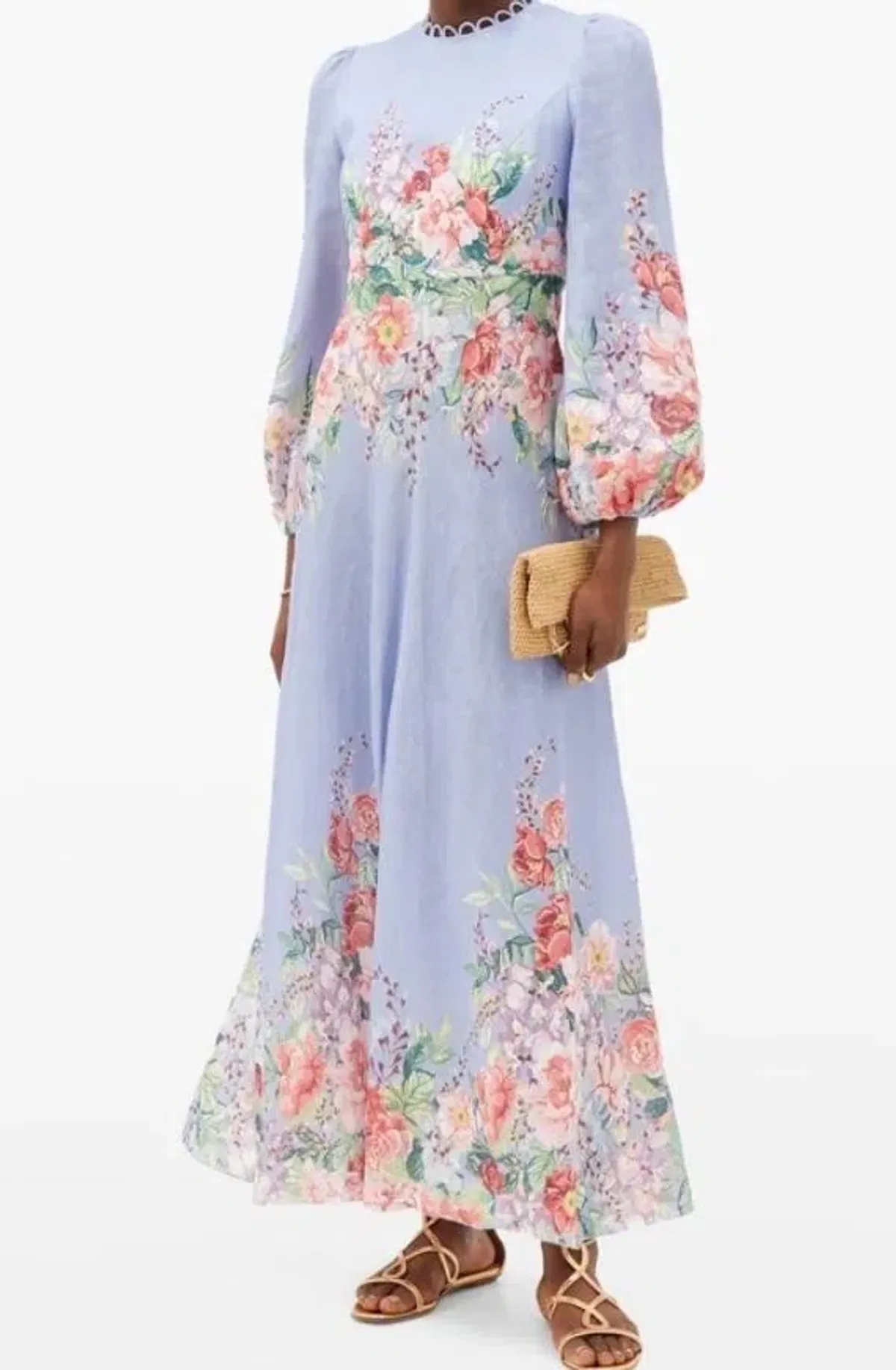 Zimmermann Beltitude Floral Long Dress Cornflower Blue Size 3/Au 14 for rent on The Volte - main image
