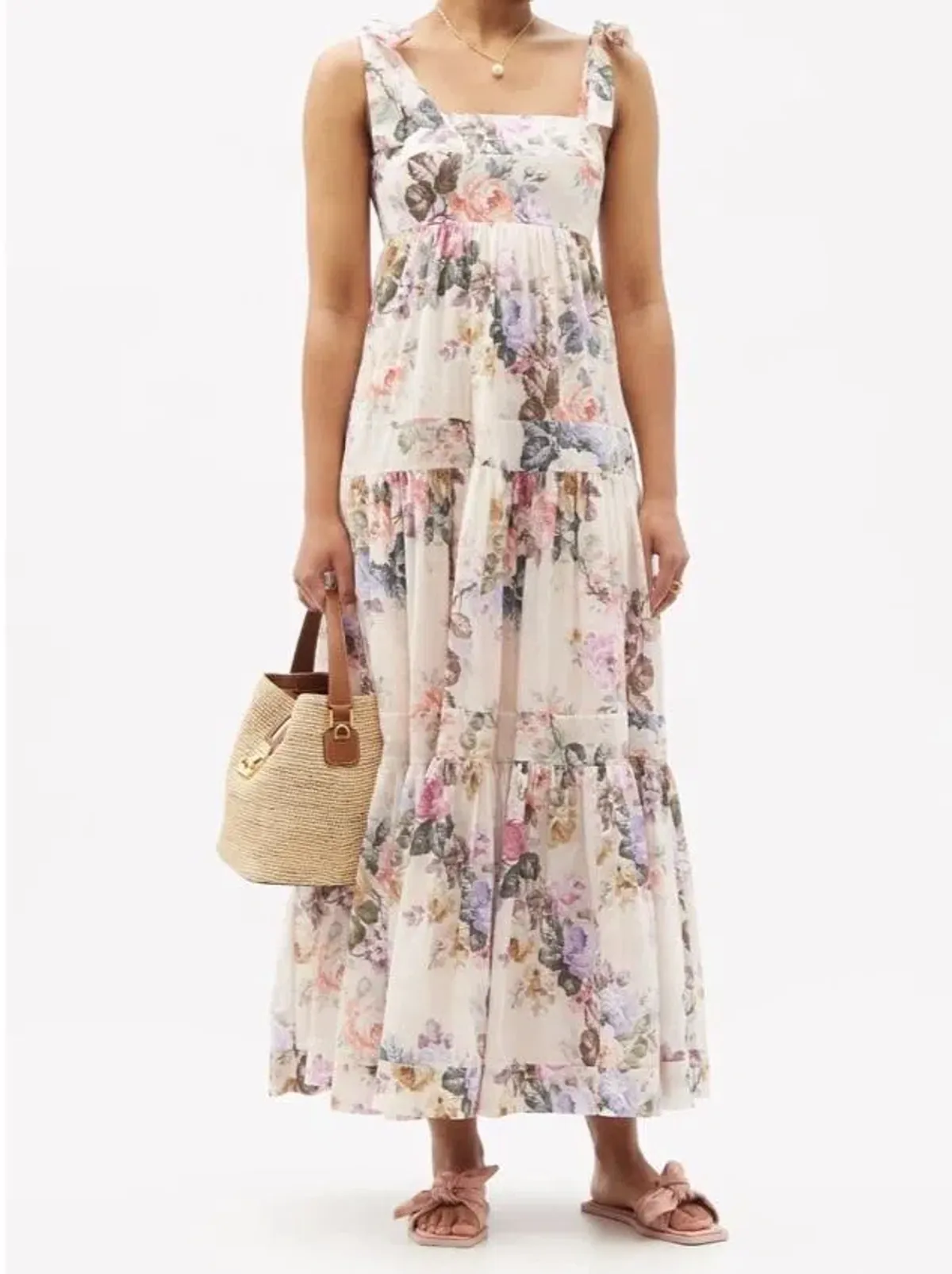 Zimmermann Brighton Tie Shoulder Antique Floral Dress Size 3 for rent on The Volte - main image