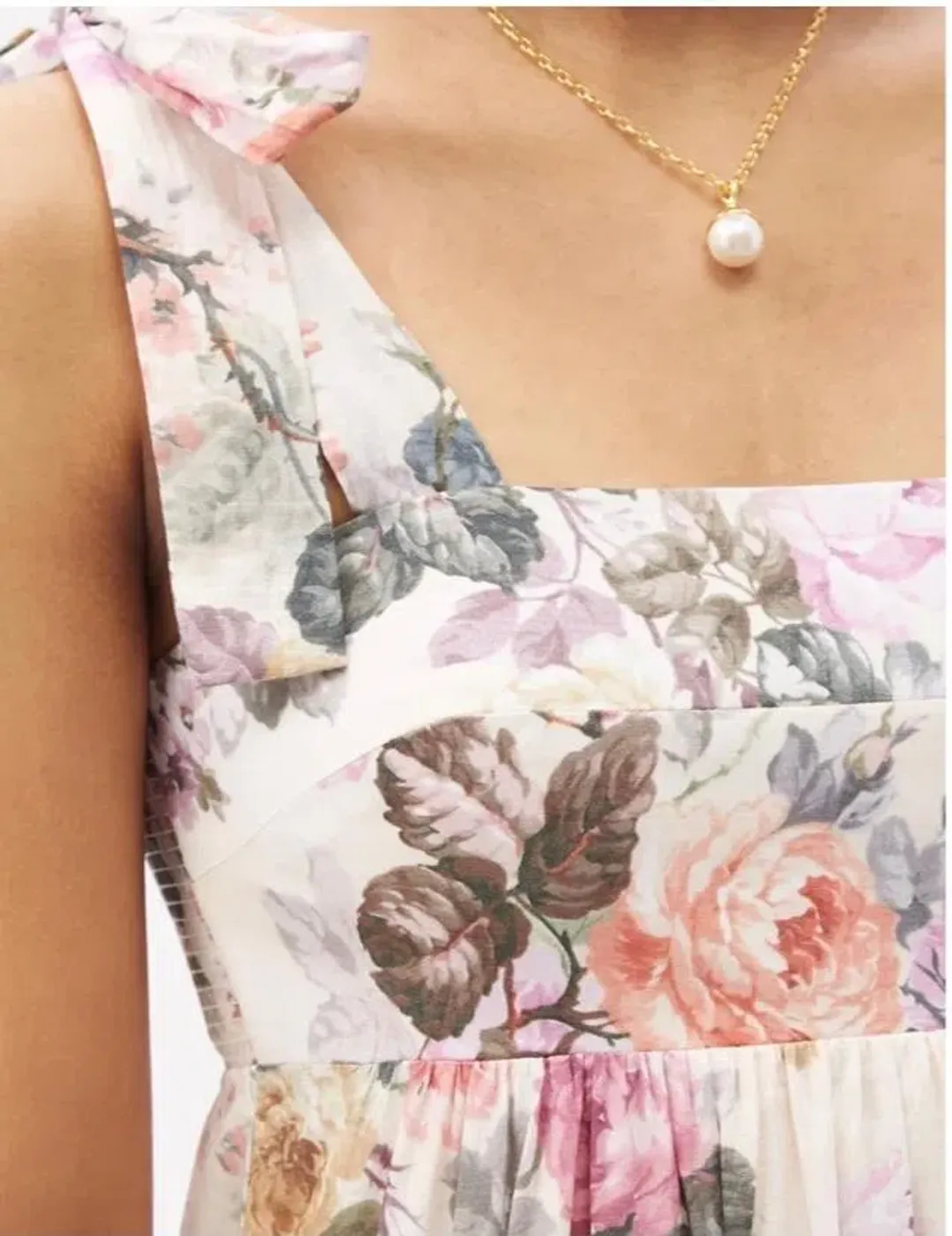 Zimmermann Brighton Tie Shoulder Antique Floral Dress Size 3 for rent on The Volte - main image