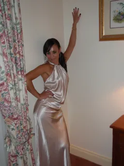 Sheike Satin Halter Maxi Dress Cream Size 6 for rent on The Volte - image 1
