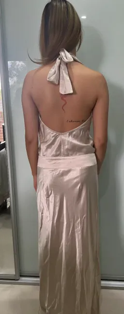 Sheike Satin Halter Maxi Dress Cream Size 6 for rent on The Volte - image 3