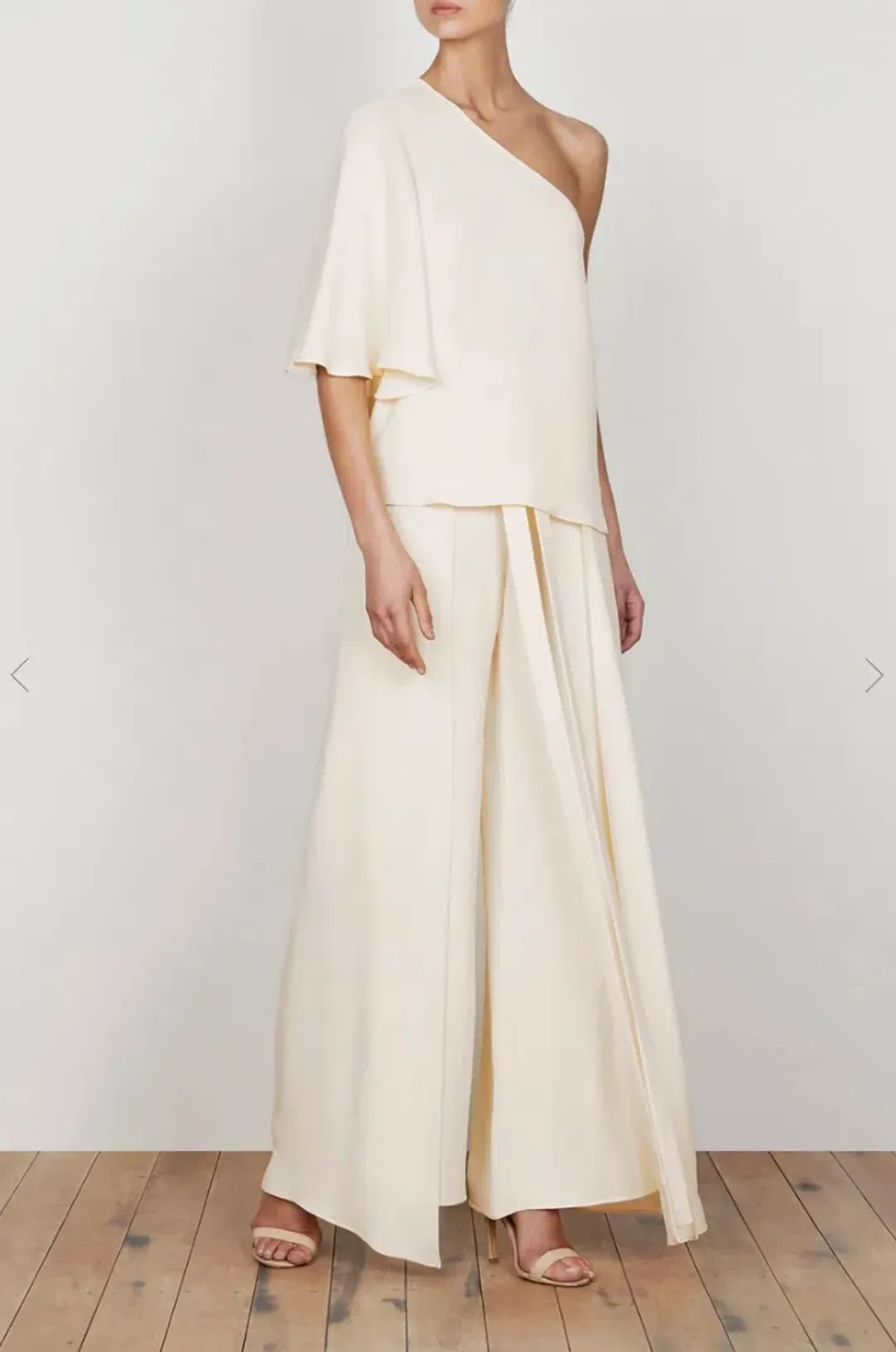 Shona Joy Lautner One Shoulder Top and Palazzo Pants Set Cream Size 8 for rent on The Volte - main image