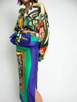 Christopher Esber Ruched Back Bandana Scarf Cropped Shirt Print Size 4 for rent on The Volte - image 3