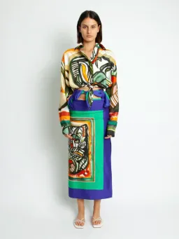 Christopher Esber Ruched Back Bandana Scarf Cropped Shirt Print Size 4 for rent on The Volte - image 1