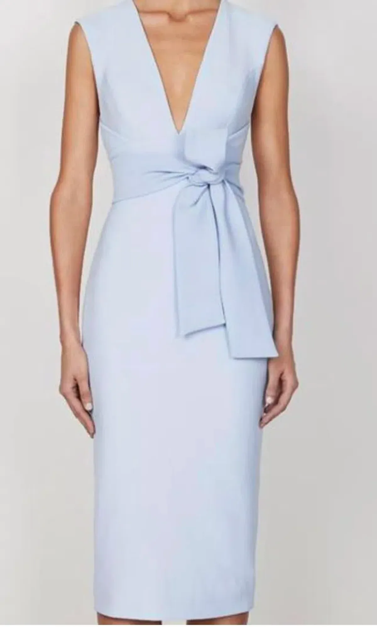 Shona Joy Lucy Plunged Midi Dress Blue Size 8 - Image 3